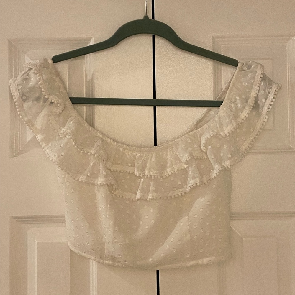 Ruffle Off-shoulder Corset Crochet Crop Top